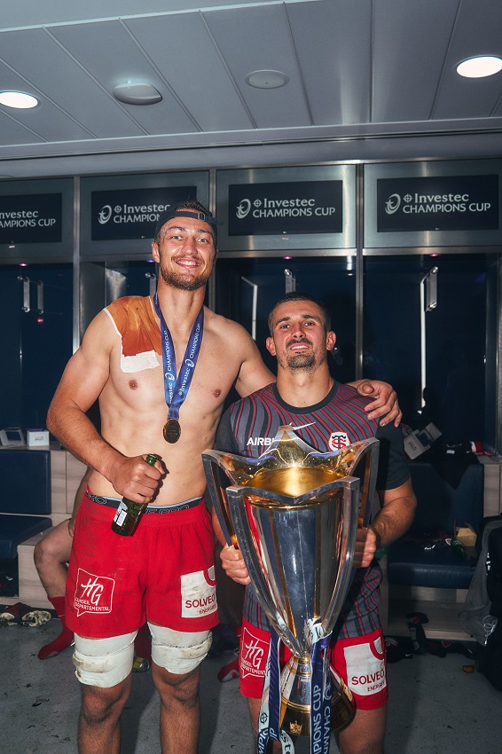 Alexandre Roumat et Thomas Ramos, finale d'Investec Champions Cup 2024, célébrations vestiaires