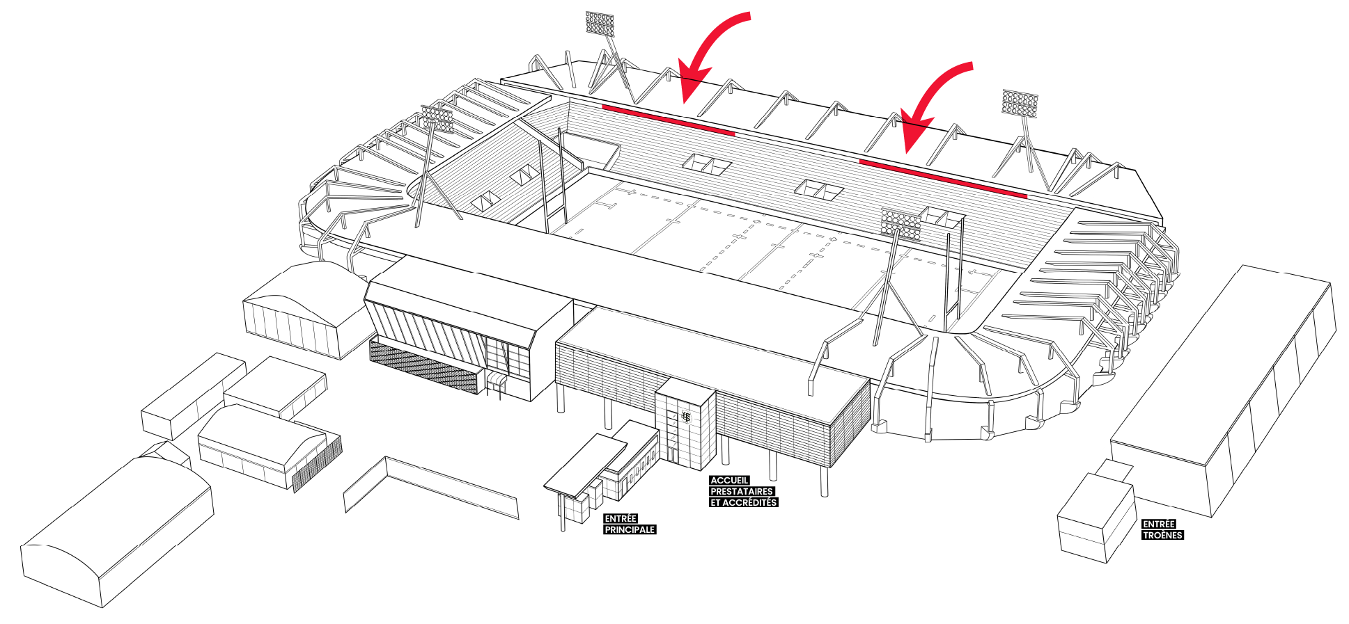 Plan du Stade Ernest-Wallon, Loges