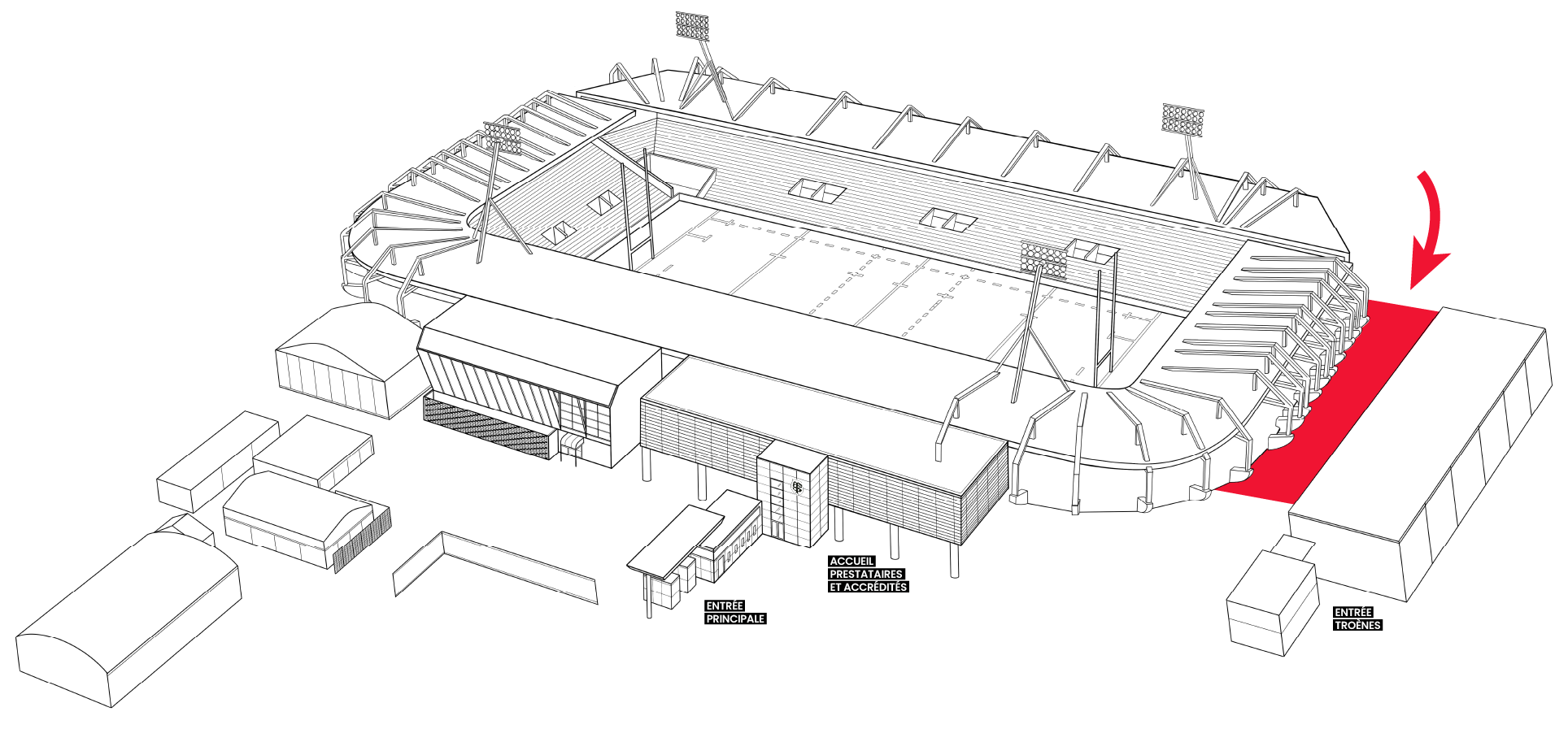 Plan du Stade Ernest-Wallon, Parvis