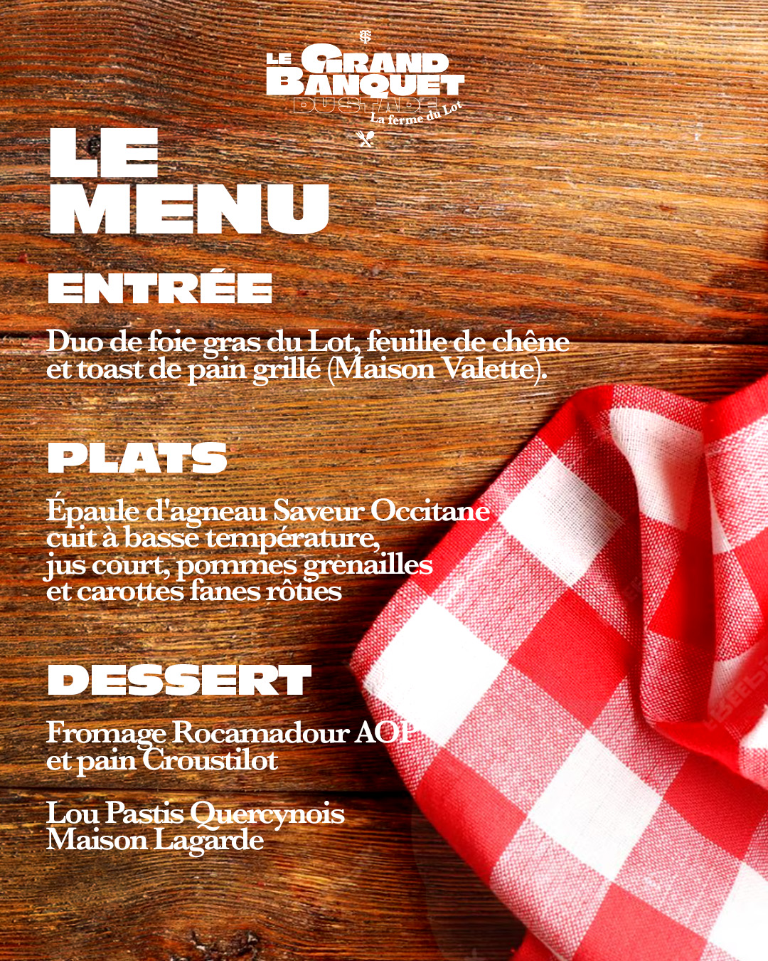Menu du Grand Banquet du Stade