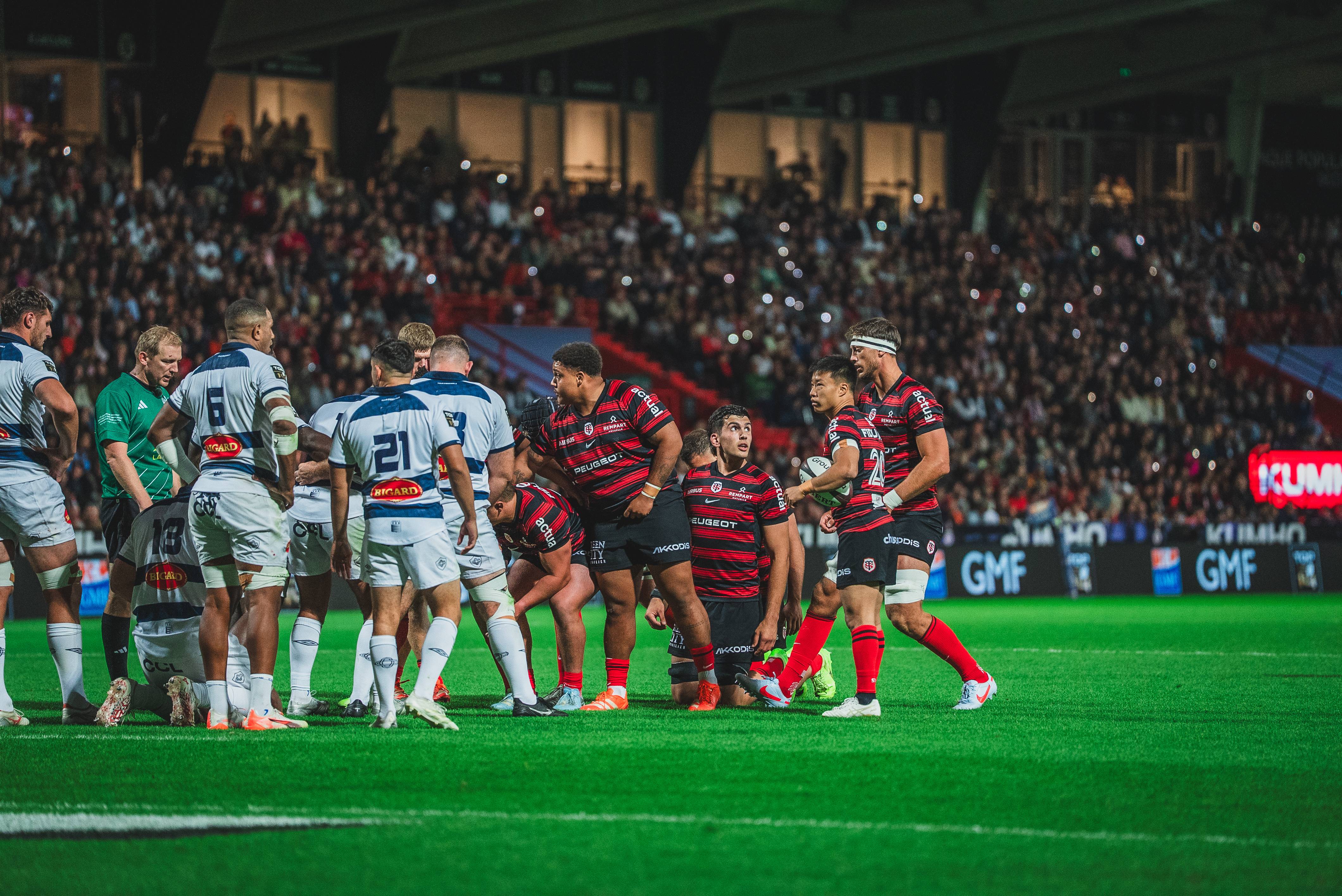 Mêlée du Stade Toulousain avec Benjamin Bertrand